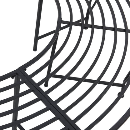 Tree Bench 4-Seater 160 x 80 x 44 cm Steel Black Half-round