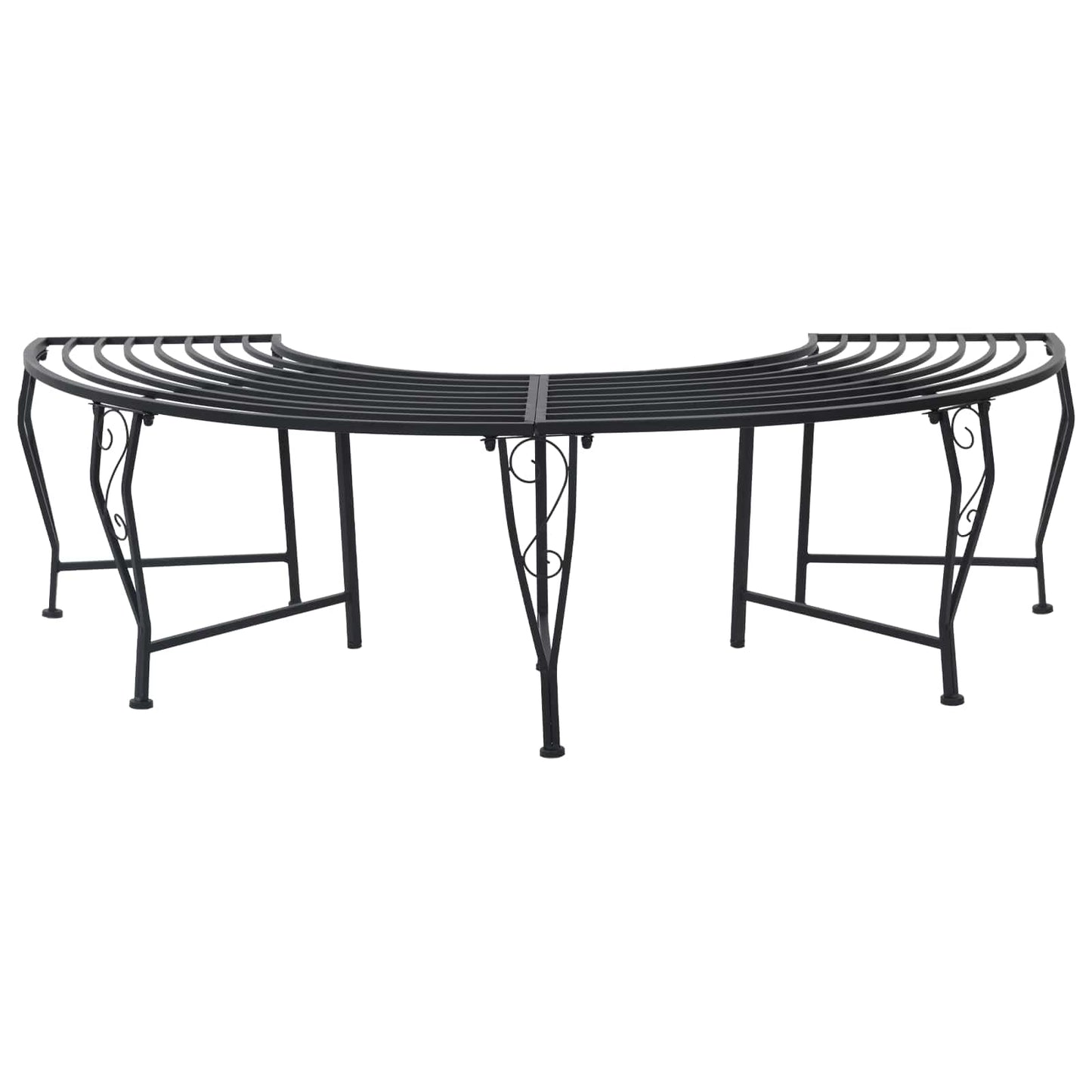 Tree Bench 4-Seater 160 x 80 x 44 cm Steel Black Half-round
