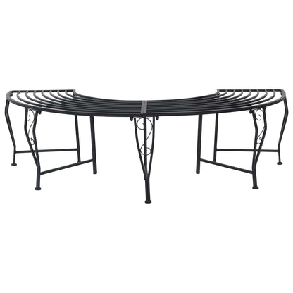 Tree Bench 4-Seater 160 x 80 x 44 cm Steel Black Half-round
