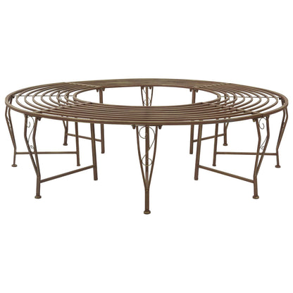 Tree Bench 8-Seater Ø 160 x 44 cm Steel Antique Brown Round