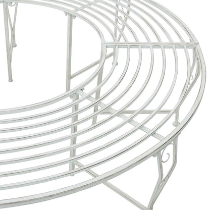 Tree Bench 8-Seater Ø 160 x 44 cm Steel Antique White Round