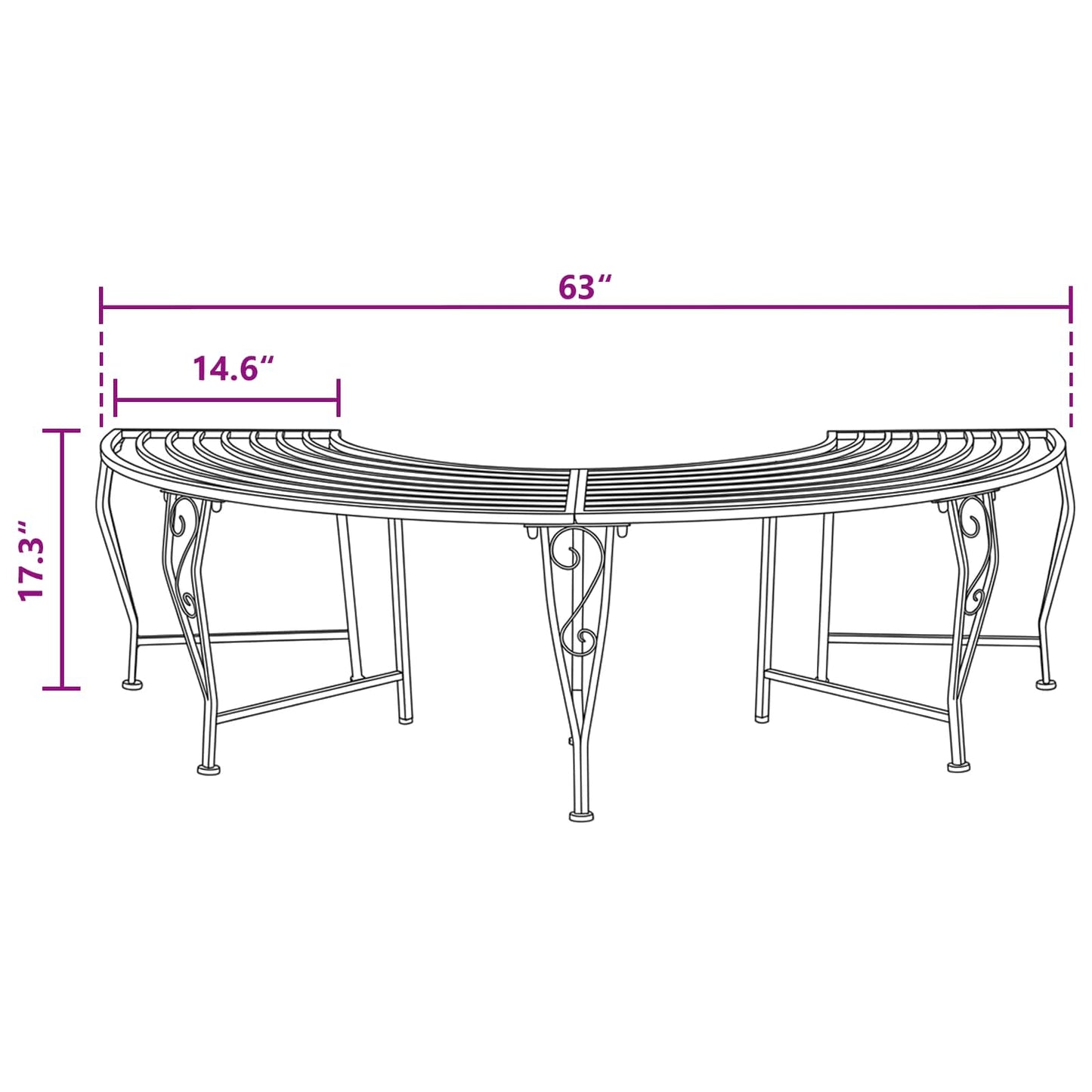 Tree Bench 4-Seater 160 x 80 x 44 cm Steel Antique White