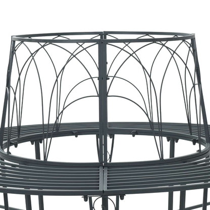 Tree Bench 8-Seater Ø 160 x 89 cm Steel Silver Grey Round