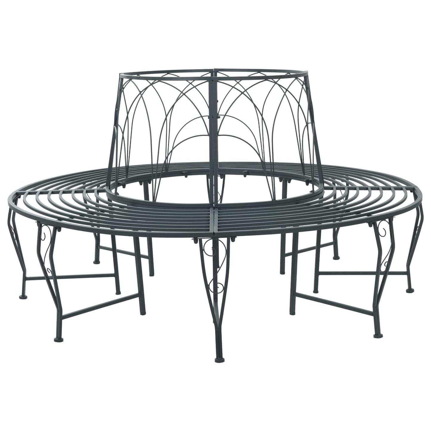 Tree Bench 8-Seater Ø 160 x 89 cm Steel Silver Grey Round