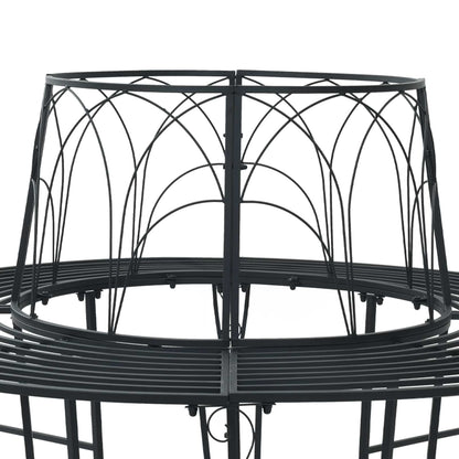 Tree Bench 8-Seater Ø 160 x 89 cm Steel Black Round