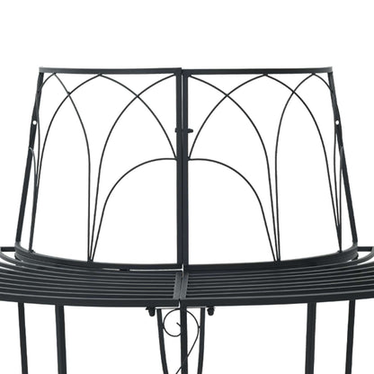 Tree Bench 4-Seater 160 x 80 x 89 cm Steel Black Half-round
