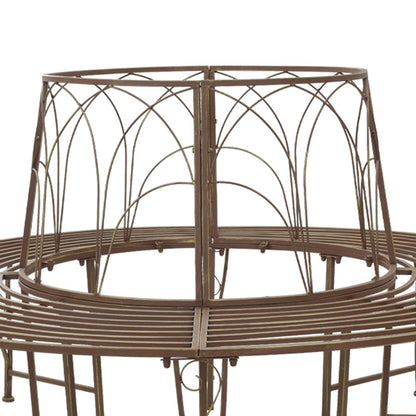 Tree Bench 8-Seater Ø 160 x 89 cm Steel Antique Brown Round
