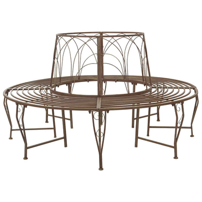 Tree Bench 8-Seater Ø 160 x 89 cm Steel Antique Brown Round
