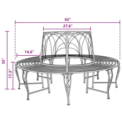 Tree Bench 8-Seater Ø 160 x 89 cm Steel Antique Brown Round