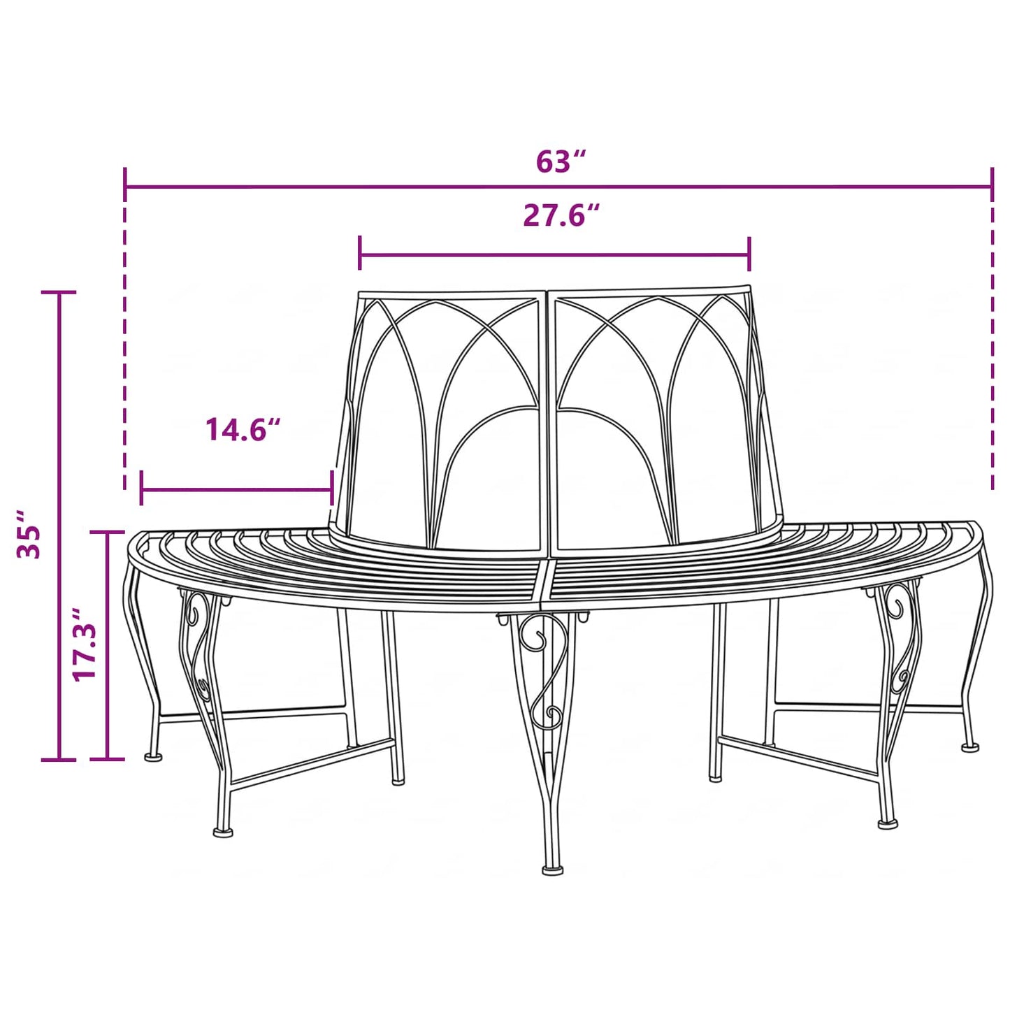 Tree Bench 4-Seater 160 x 80 x 89 cm Steel Antique Brown