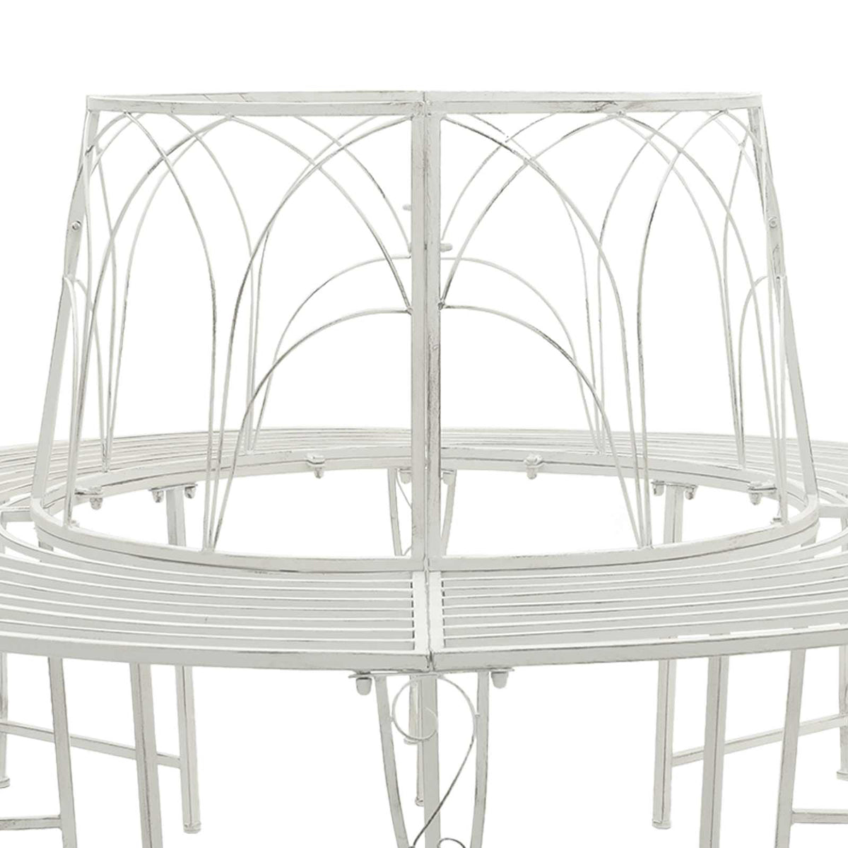 Tree Bench 8-Seater Ø 160 x 89 cm Steel Antique White Round