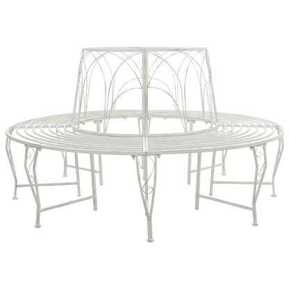 Tree Bench 8-Seater Ø 160 x 89 cm Steel Antique White Round