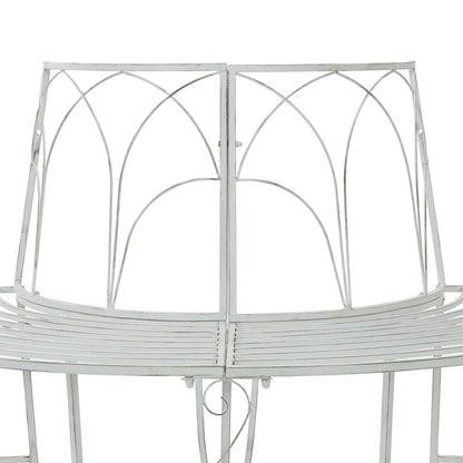Tree Bench 4-Seater 160 x 80 x 89 cm Steel Antique White