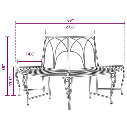 Tree Bench 4-Seater 160 x 80 x 89 cm Steel Antique White