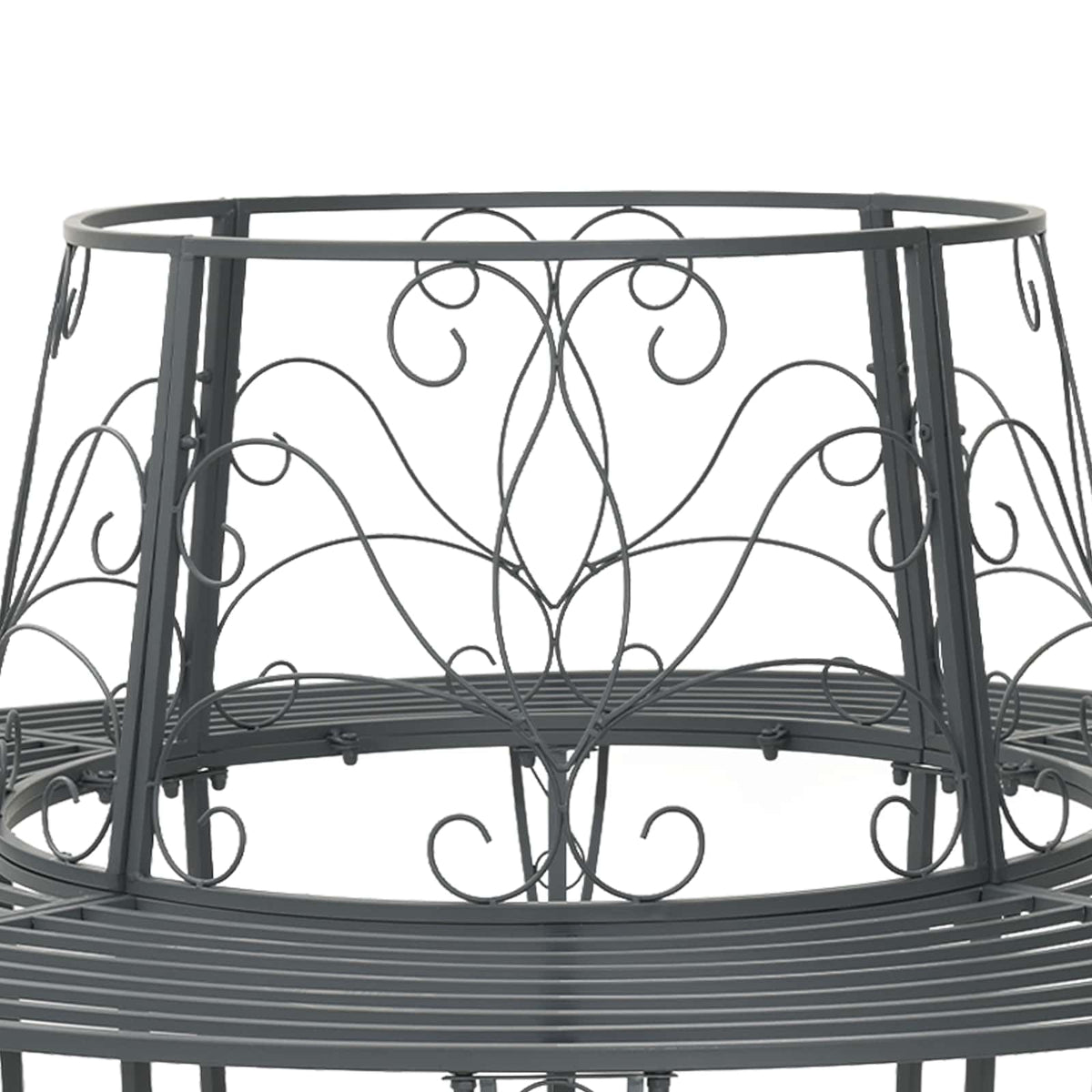 Tree Bench 8-Seater Ø 160 x 89 cm Steel Silver Grey Round