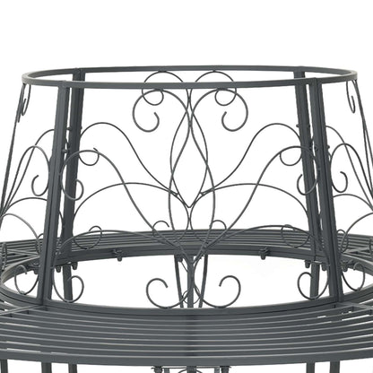 Tree Bench 8-Seater Ø 160 x 89 cm Steel Silver Grey Round