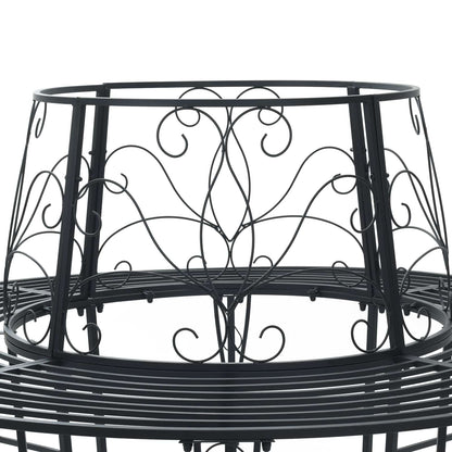 Tree Bench 8-Seater Ø 160 x 89 cm Steel Black Round