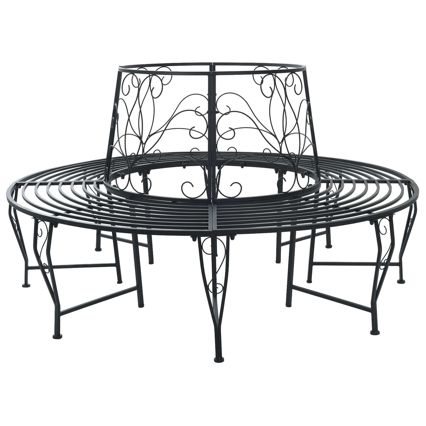 Tree Bench 8-Seater Ø 160 x 89 cm Steel Black Round