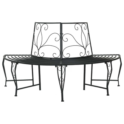 Tree Bench 4-Seater 160 x 80 x 89 cm Steel Black Half-round