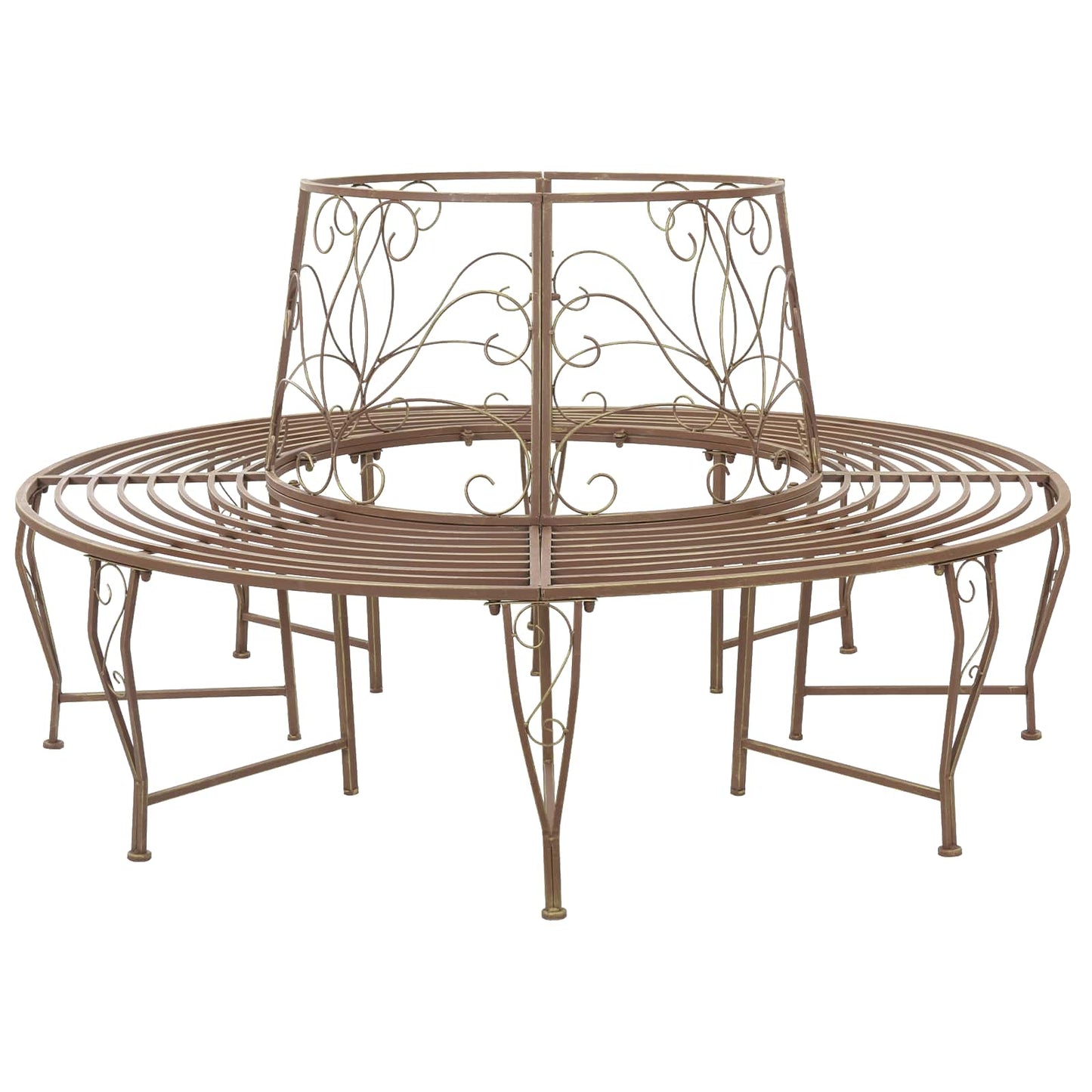 Tree Bench 8-Seater Ø 160 x 89 cm Steel Antique Brown Round