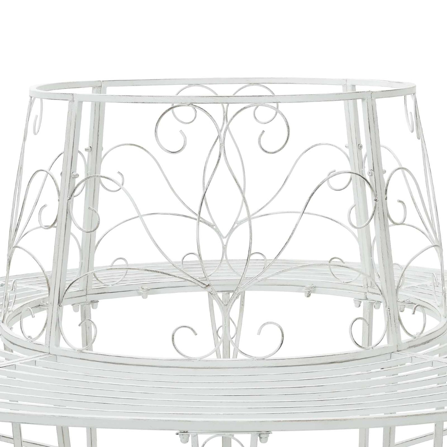Tree Bench 8-Seater Ø 160 x 89 cm Steel Antique White Round