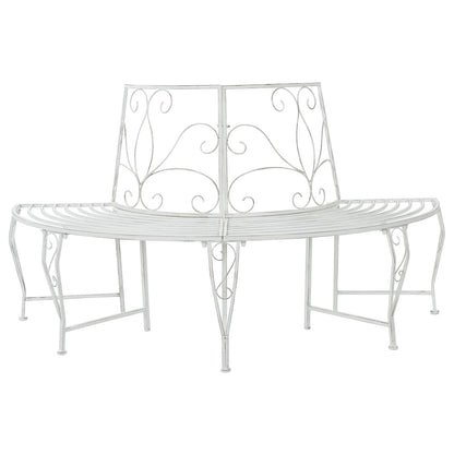 Tree Bench 4-Seater 160 x 80 x 89 cm Steel Antique White