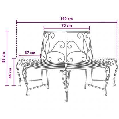 Tree Bench 4-Seater 160 x 80 x 89 cm Steel Antique White