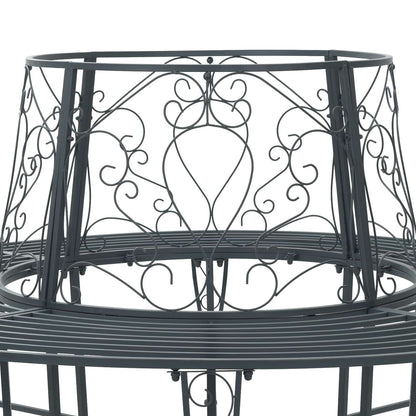 Tree Bench 8-Seater Ø 160 x 89 cm Steel Silver Grey Round