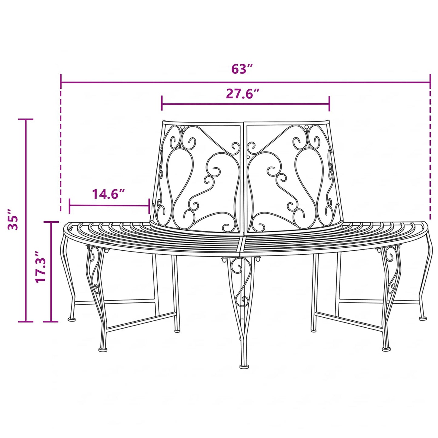 Tree Bench 4-Seater 160 x 80 x 89 cm Steel Silver Grey