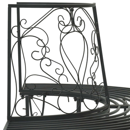 Tree Bench 4-Seater 160 x 80 x 89 cm Steel Black Half-round