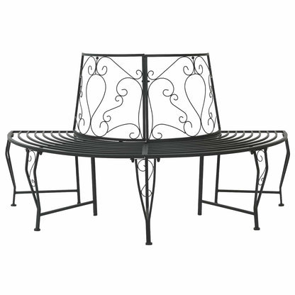 Tree Bench 4-Seater 160 x 80 x 89 cm Steel Black Half-round