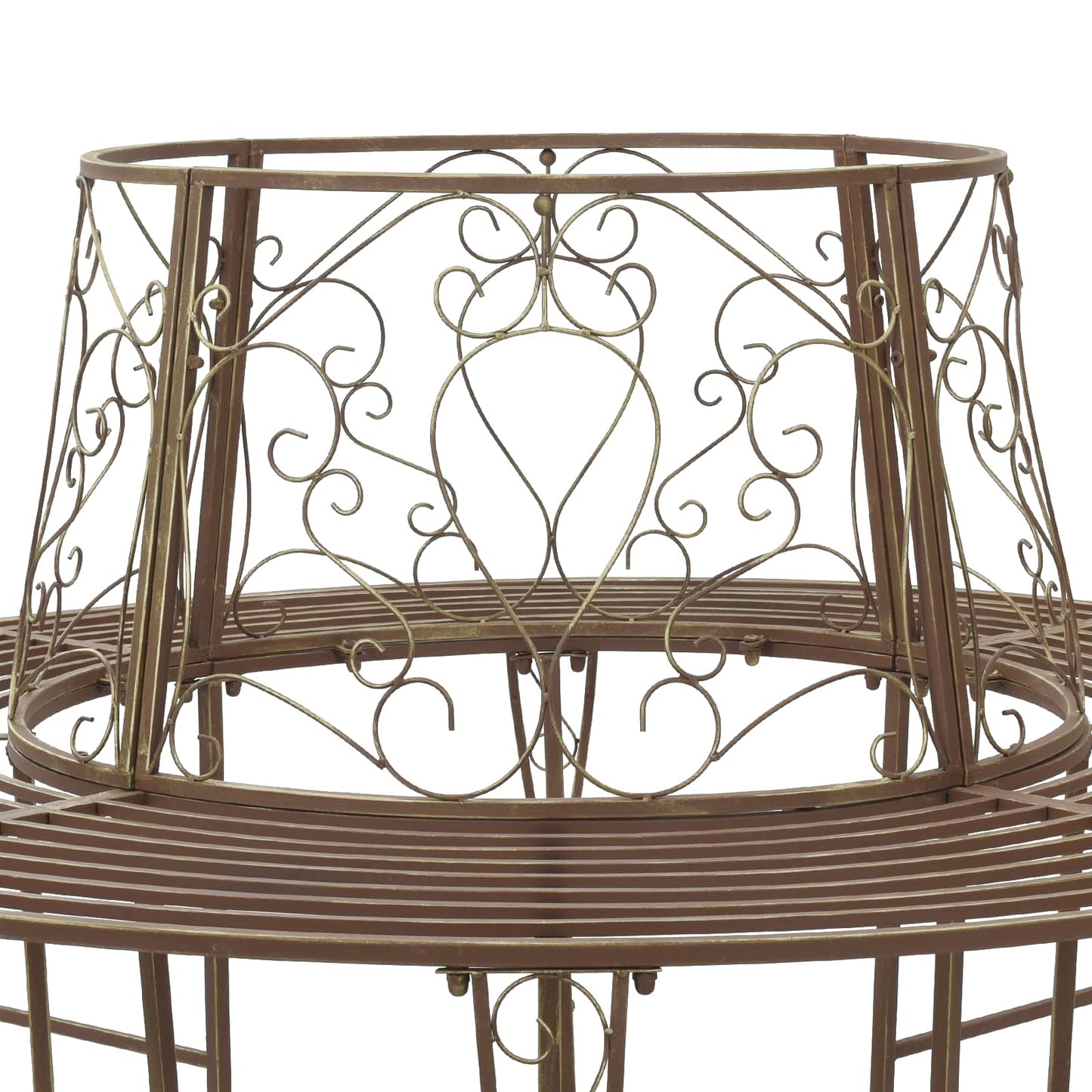 Tree Bench 8-Seater Ø 160 x 89 cm Steel Antique Brown Round