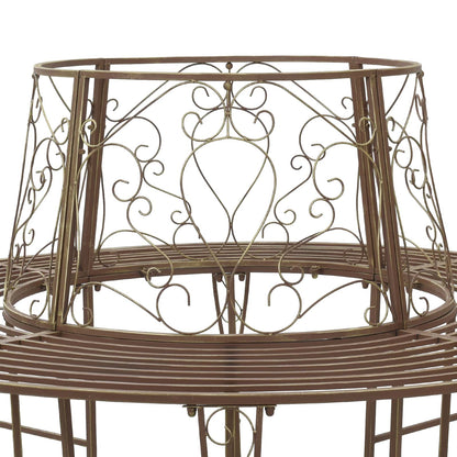 Tree Bench 8-Seater Ø 160 x 89 cm Steel Antique Brown Round