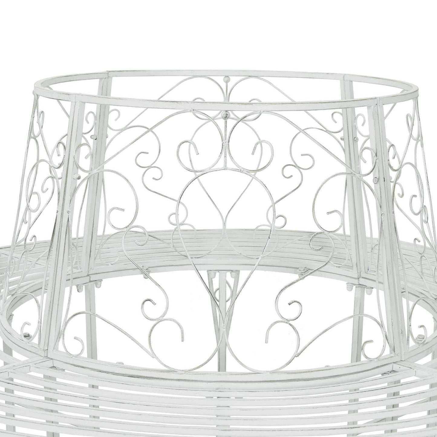 Tree Bench 8-Seater Ø 160 x 89 cm Steel Antique White Round