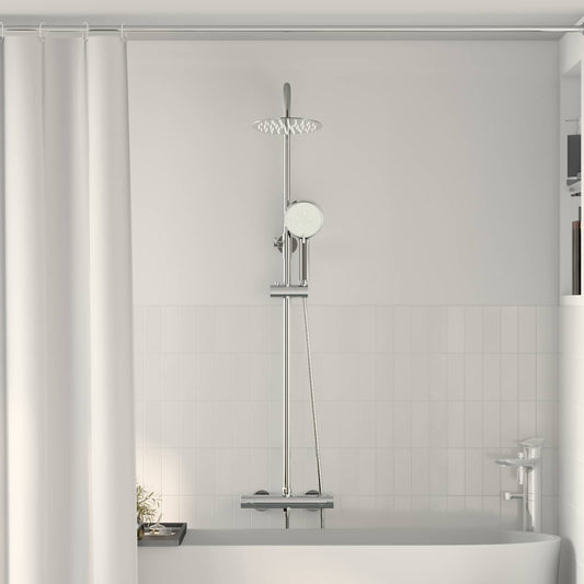 Thermostatic Shower System Set Chrome Stainless Steel 201