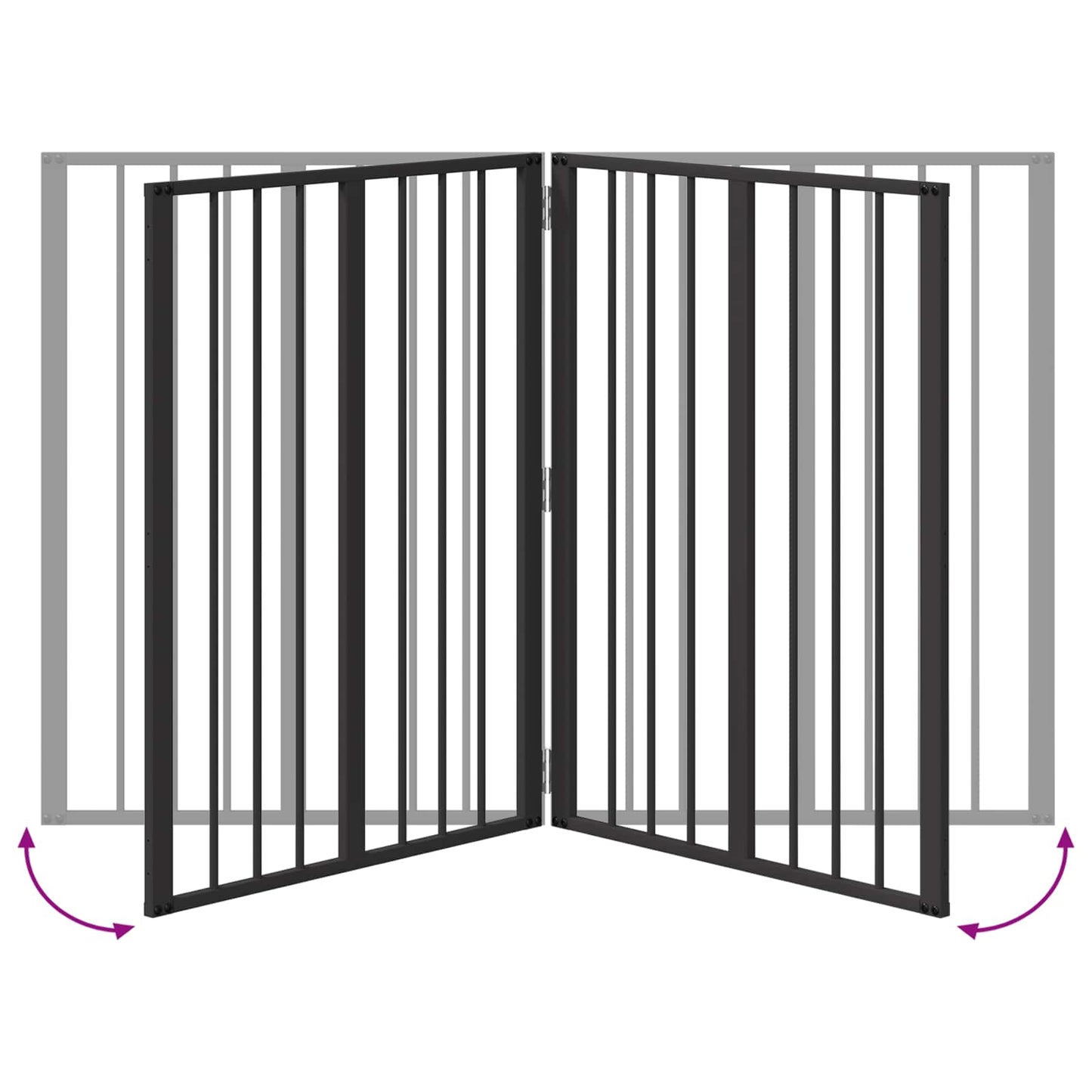 Dog Gate 2 Panels Black 100 x 100 cm Galvanised Steel