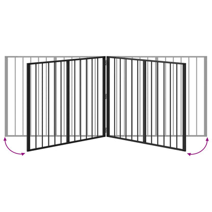 Dog Gate 4 pcs Black 100 x 80 cm Galvanised Steel