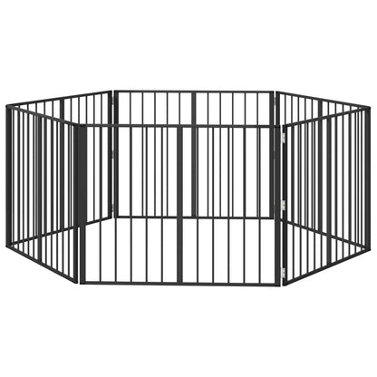 Dog Gate 6 pcs Black 100 x 80 cm Galvanised Steel