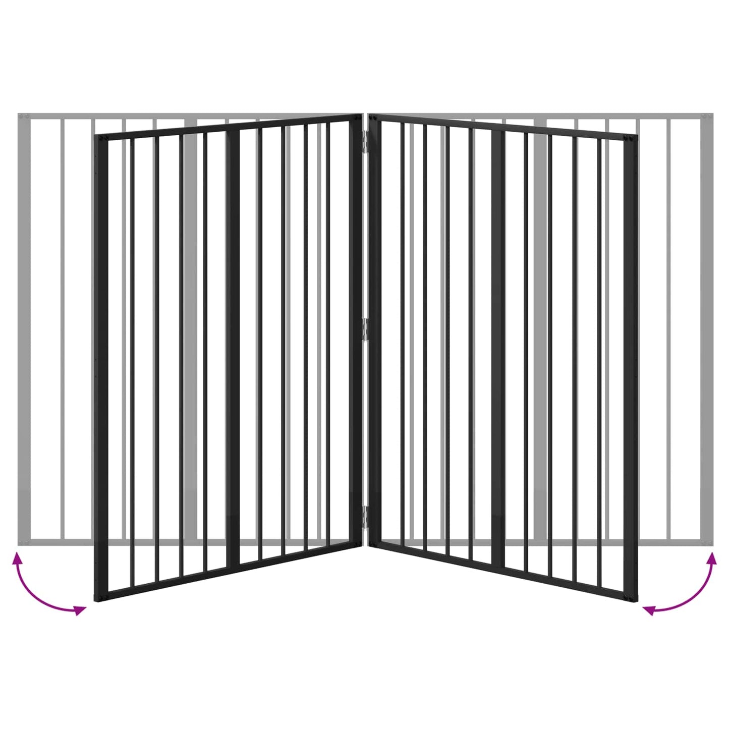 Dog Gate 2 pcs Black 80 x 100 cm Galvanised Steel