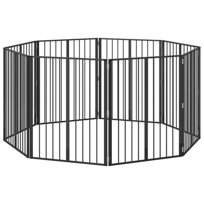 Dog Gate 8 pcs Black 80 x 100 cm Galvanised Steel
