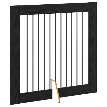 Foldable Dog Gate with Stands 2 pcs Black Oak 200.5 cm