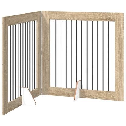 Foldable Dog Gate with Stands 2 pcs Sonoma Oak 200.5 cm