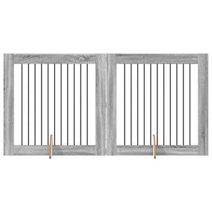 Foldable Dog Gate with Stands 2 pcs Grey Sonoma 200.5 cm