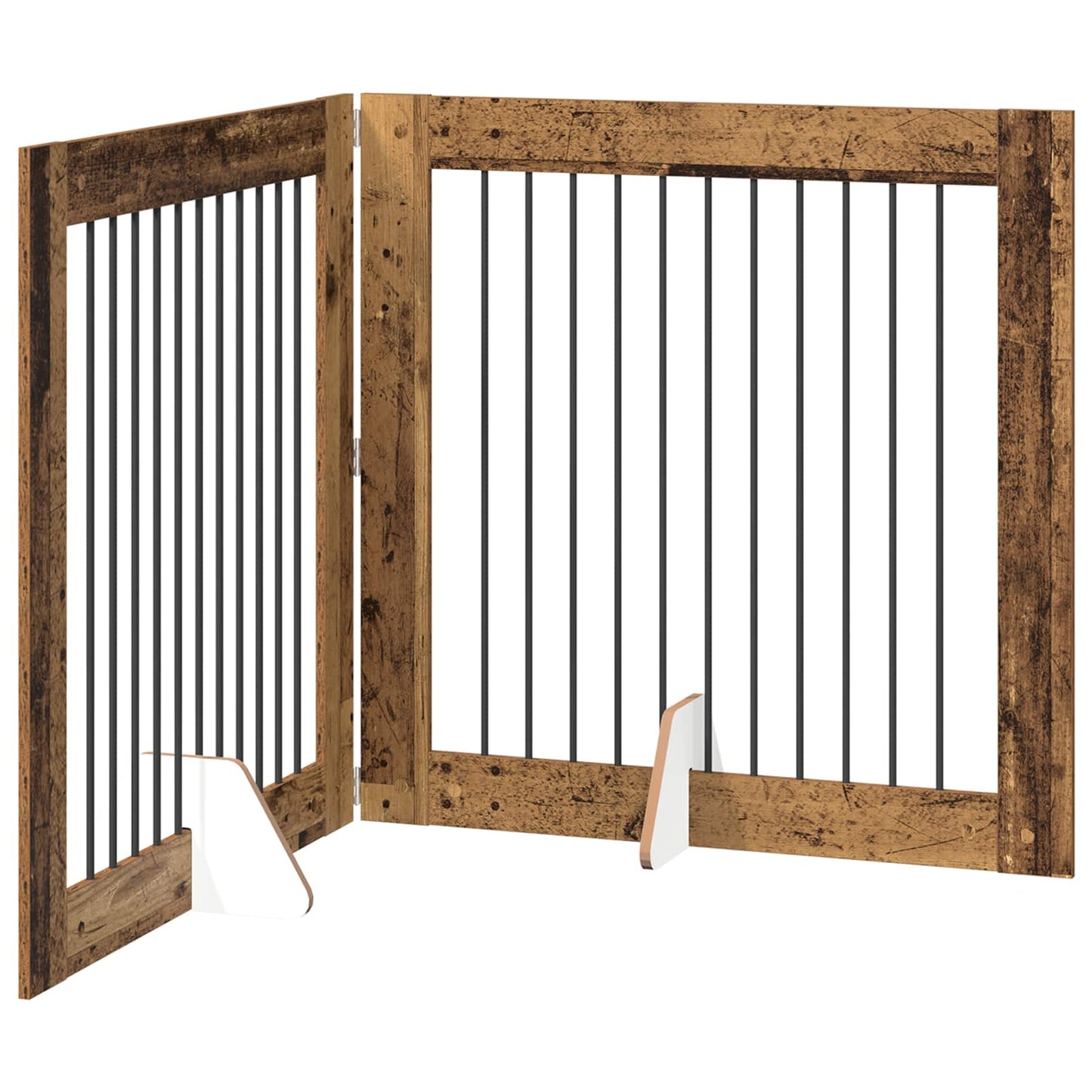 Foldable Dog Gate with Stands 2 pcs Old Wood 200.5 cm