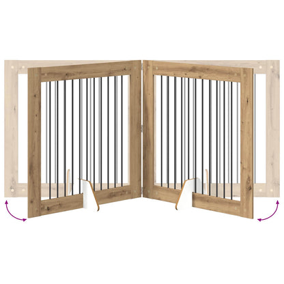 Foldable Dog Gate with Stands 2 pcs Artisan Oak 200.5 cm