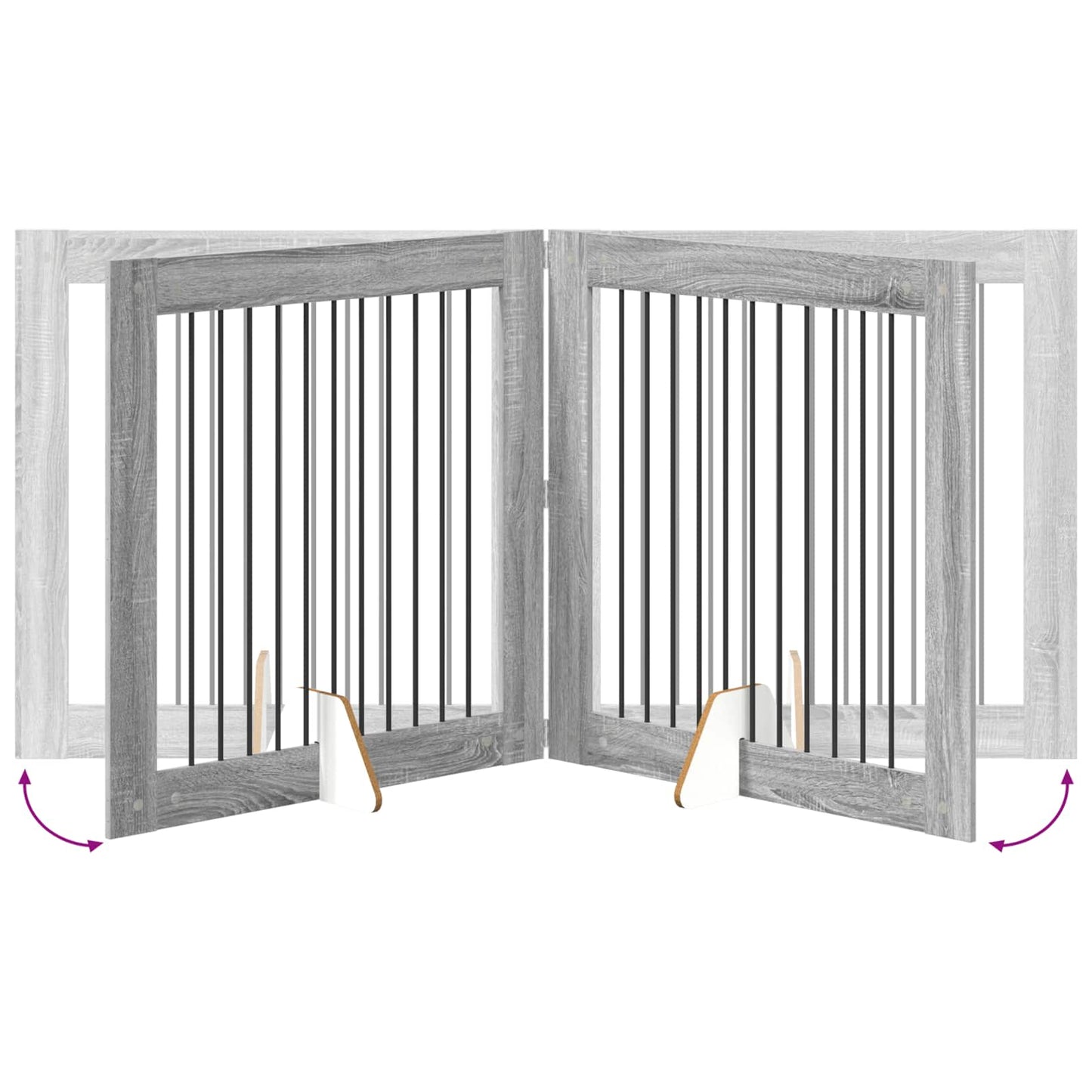 Foldable Dog Gate with Stands 4 pcs Grey Sonoma 401 cm