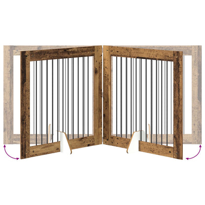 Foldable Dog Gate with Stands 4 pcs Old Wood 401 cm