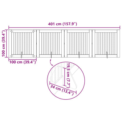Foldable Dog Gate with Stands 4 pcs Old Wood 401 cm