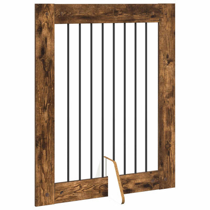 Foldable Dog Gate with Stands 2 pcs Smoked Oak 160.5 cm