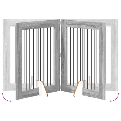Foldable Dog Gate with Stands 2 pcs Grey Sonoma 160.5 cm